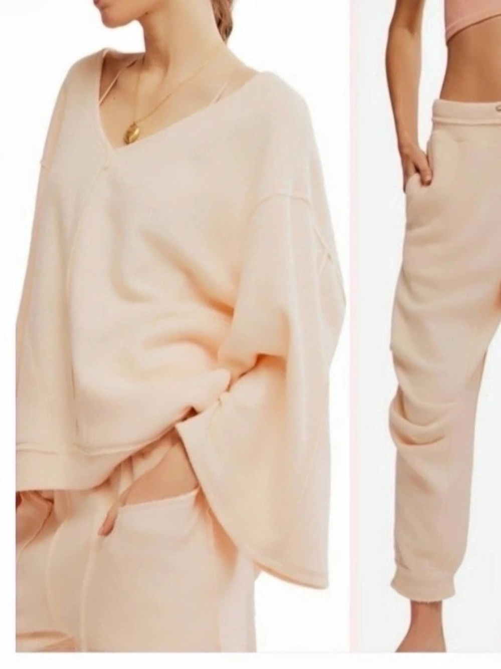 Free People Soft Peach Jogger Set NWOT
